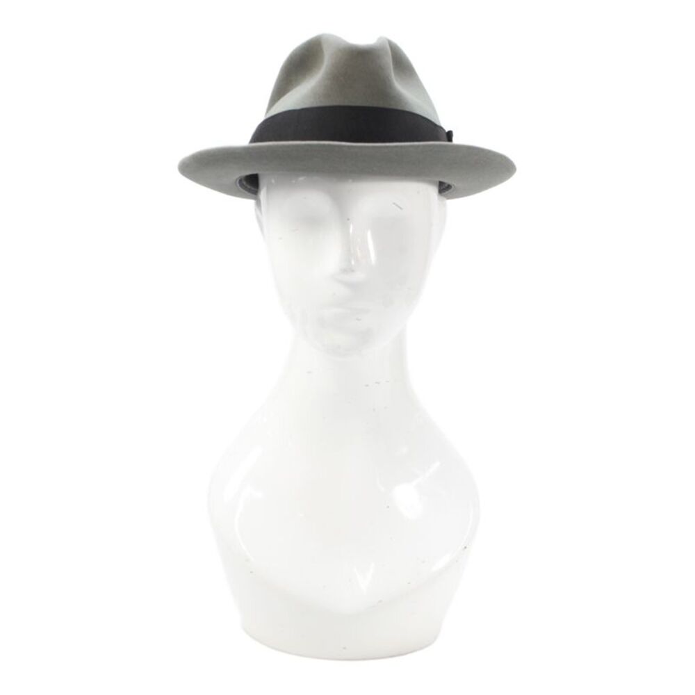 Stetson Mens Felt Black Ribbon Bow Fedora Hat Gray Size 7 1/4